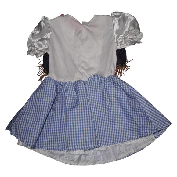 Vintage 2007 Target Scarecrow Costume Dress Blue Gingham Brown Fringe S Girl - Picture 2 of 4